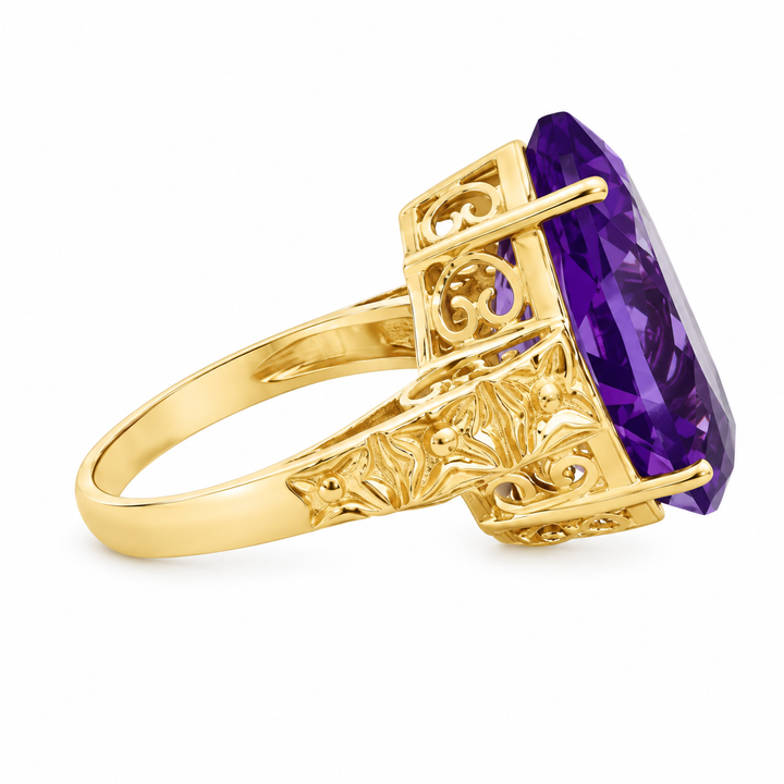Amethyst 14K Yellow Gold Pear-Shaped Statement Ring