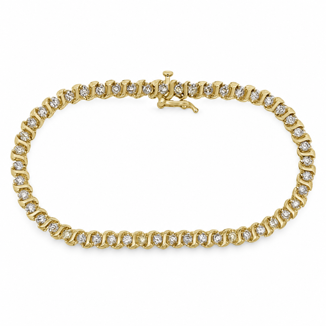 3.00 CTW Diamond 14K Yellow Gold Tennis Bracelet