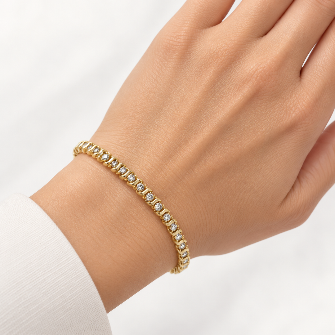 3.00 CTW Diamond 14K Yellow Gold Tennis Bracelet