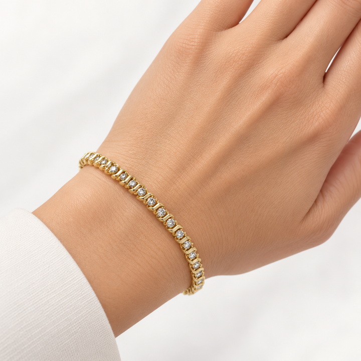 3.00 CTW Diamond 14K Yellow Gold Tennis Bracelet