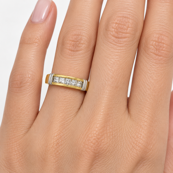0.50 CTW Diamond 18K Yellow &amp; White Gold Band