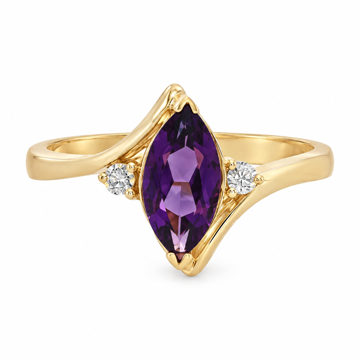 Amethyst &amp; 0.06 CTW Diamond 14K Yellow Gold Ring