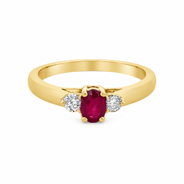 Ruby &amp; 0.12 CTW Diamond Three-Stone 14K Yellow Gold Ring