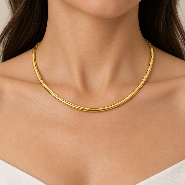 14K Yellow Gold Italian Omega Chain Necklace