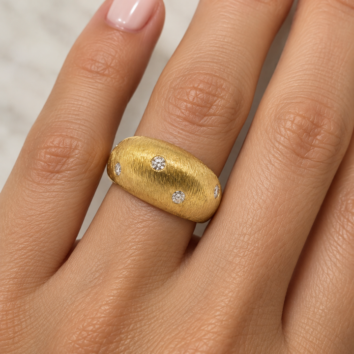 Sal Praschnik 0.24 CTW Round Diamonds 18K Yellow Gold Dome Ring