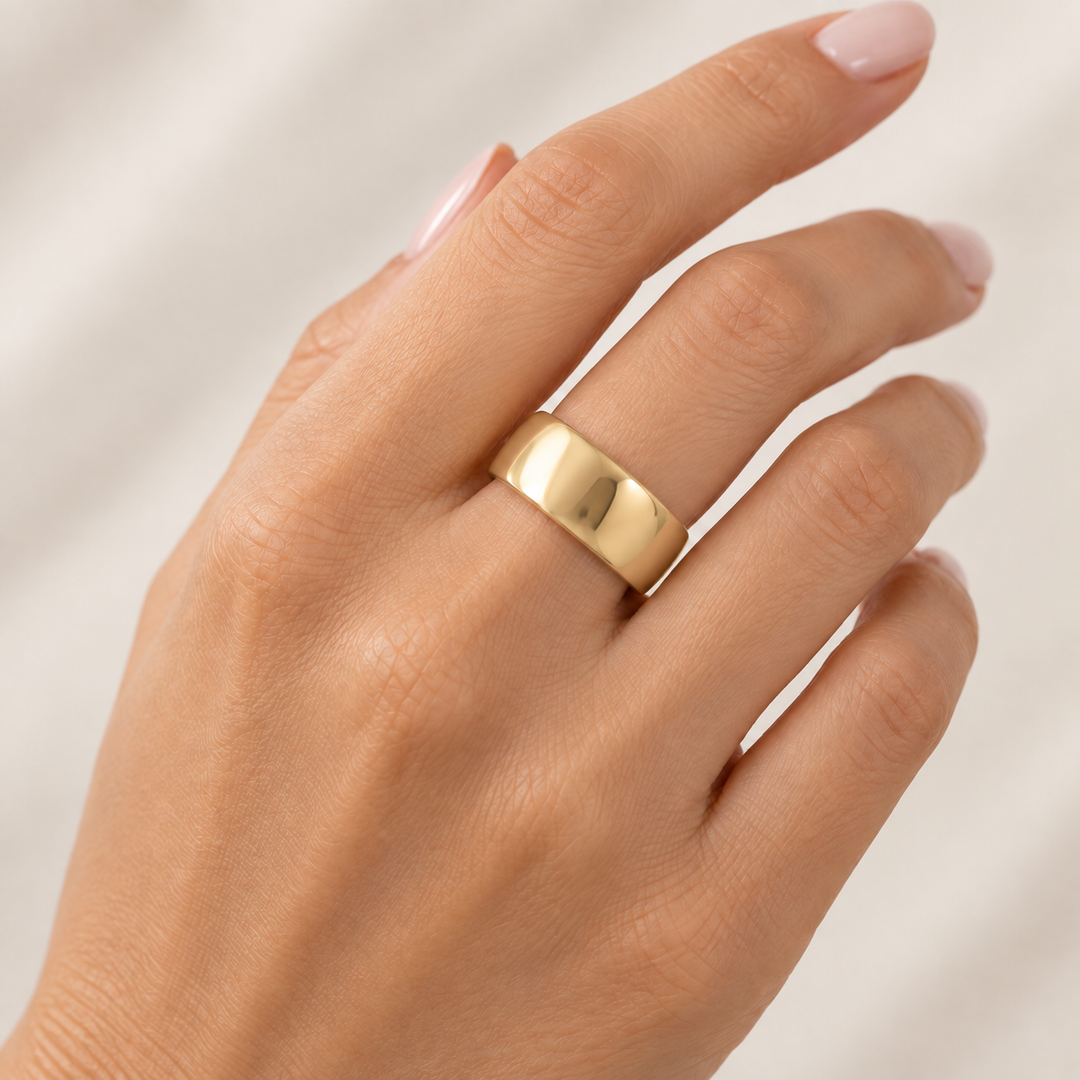 14K Yellow Gold Wide Band – 8mm