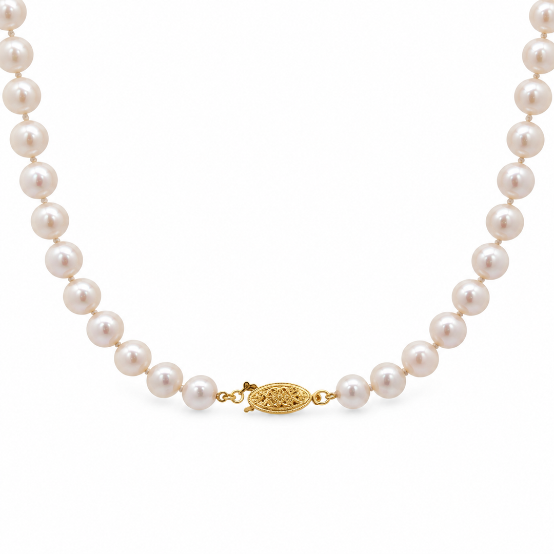 7.5mm Creamy White Pearl 22-Inch Necklace
