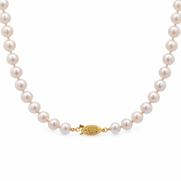 7.5mm Creamy White Pearl 22-Inch Necklace