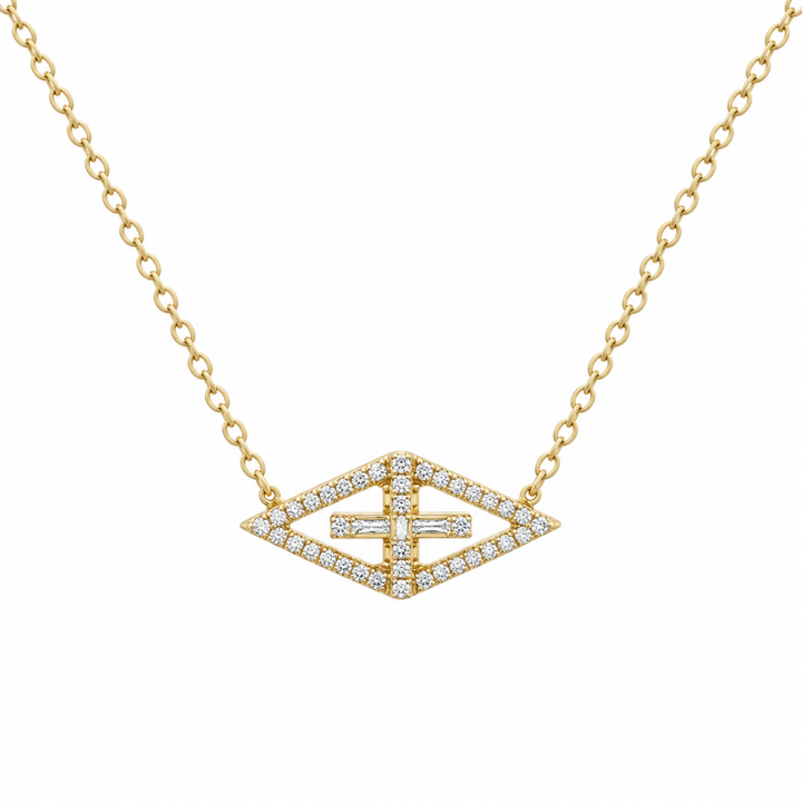 0.20 CTW Diamond 14K Yellow Gold Bar Necklace