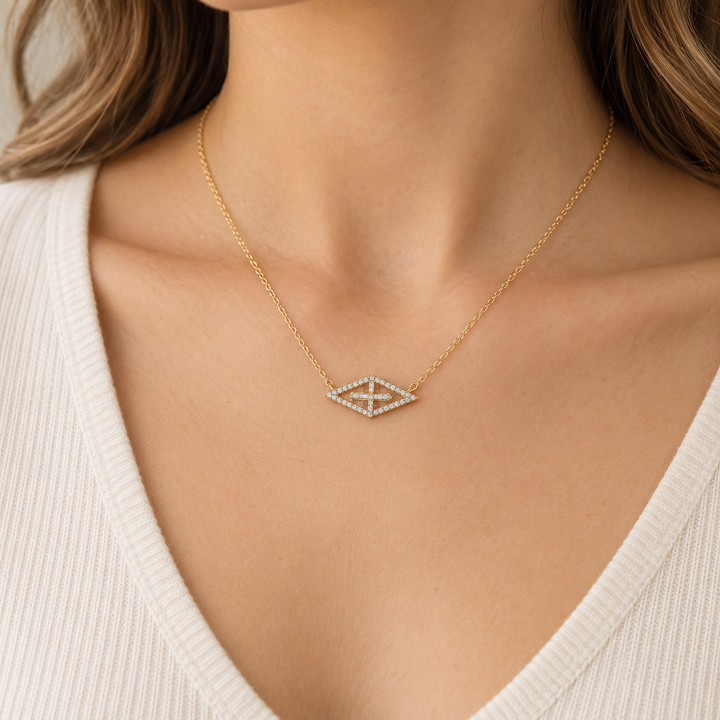 0.20 CTW Diamond 14K Yellow Gold Bar Necklace
