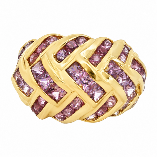 Pink Sapphire 14K Yellow Gold Dome Ring
