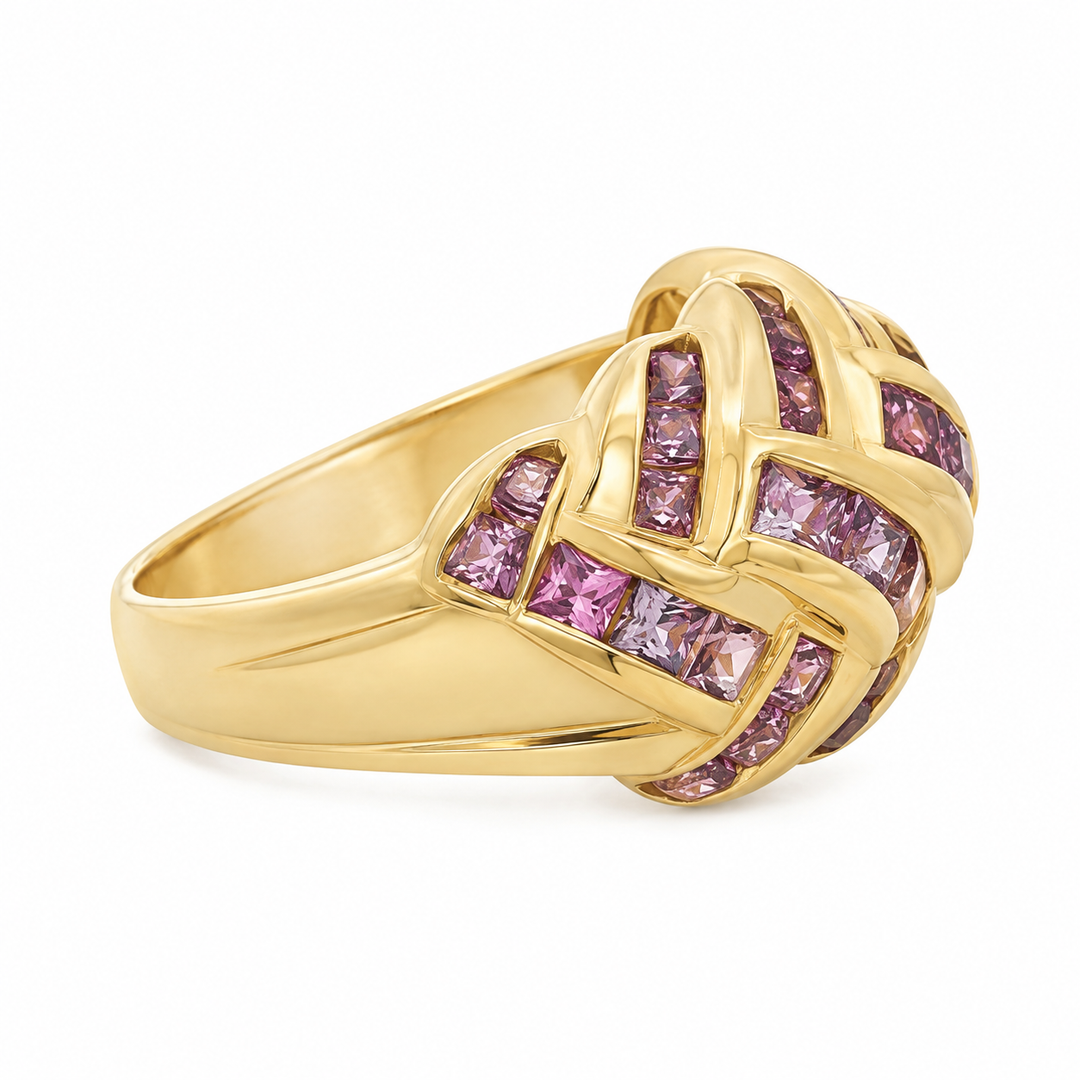 Pink Sapphire 14K Yellow Gold Dome Ring