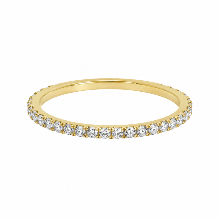 0.46 CTW Diamond 18K Yellow Gold Thin Stackable Eternity Band Ring