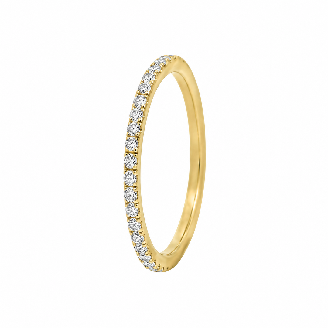 0.46 CTW Diamond 18K Yellow Gold Thin Stackable Eternity Band Ring