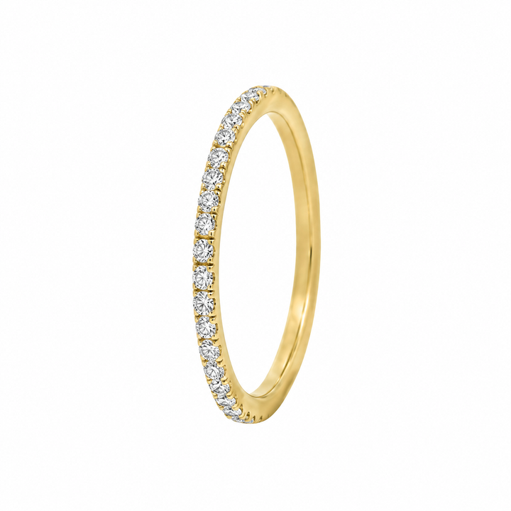 0.46 CTW Diamond 18K Yellow Gold Thin Stackable Eternity Band Ring