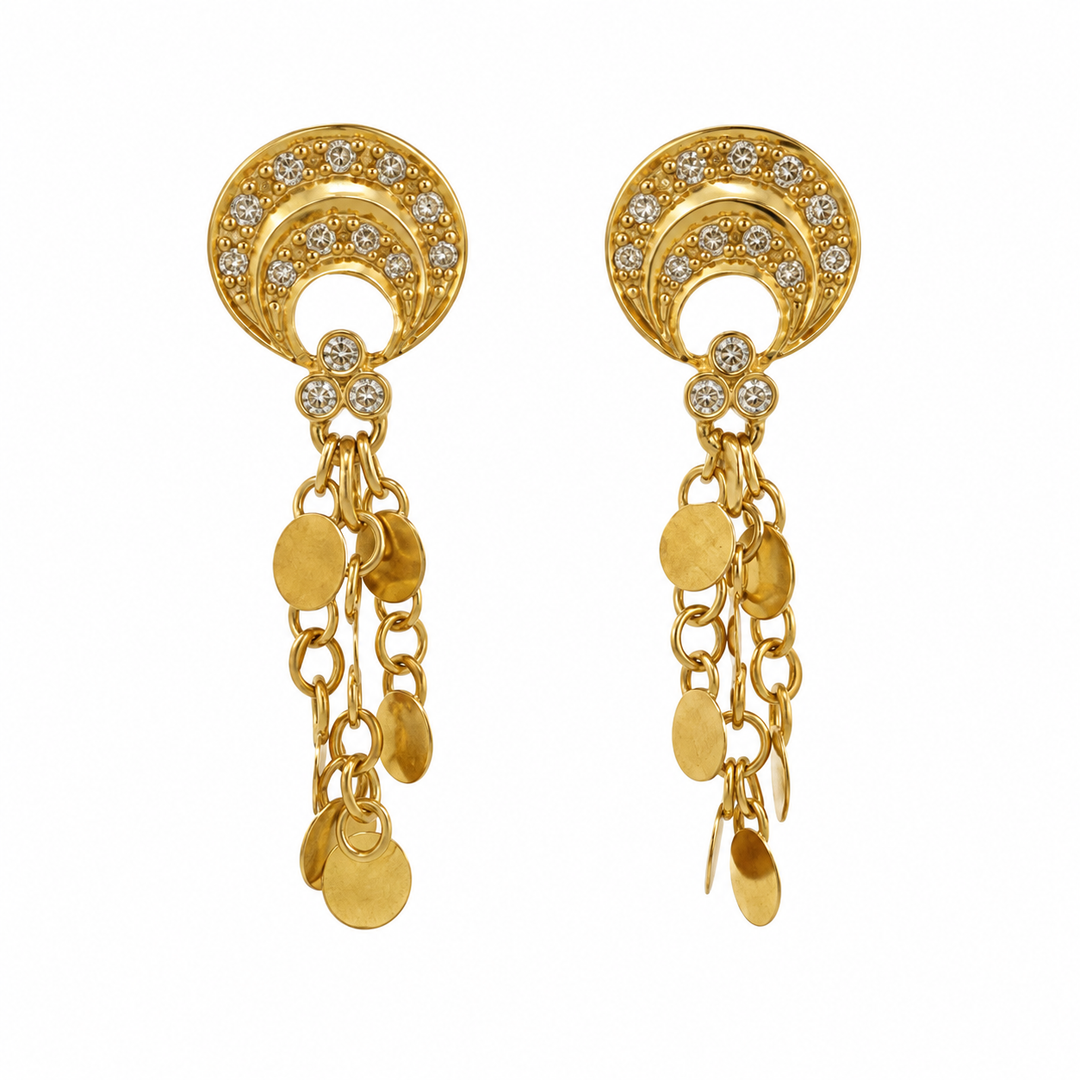 0.20 CTW Diamond 18K Yellow Gold Dangle Drop Earrings