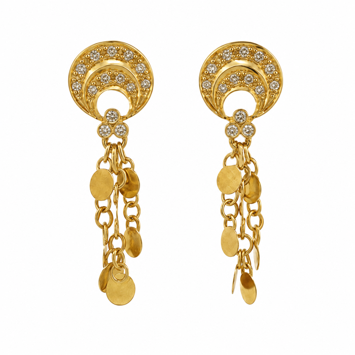 0.20 CTW Diamond 18K Yellow Gold Dangle Drop Earrings