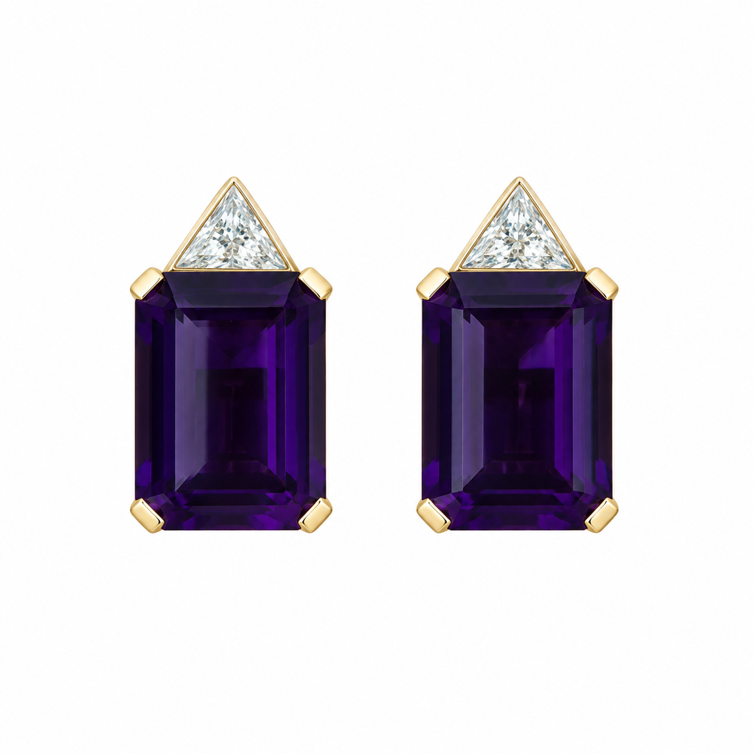 0.10 CTW Diamond & Amethyst 14K Two-Tone Gold Drop Earrings
