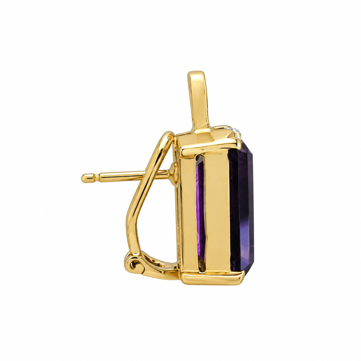 0.10 CTW Diamond &amp; Amethyst 14K Two-Tone Gold Drop Earrings