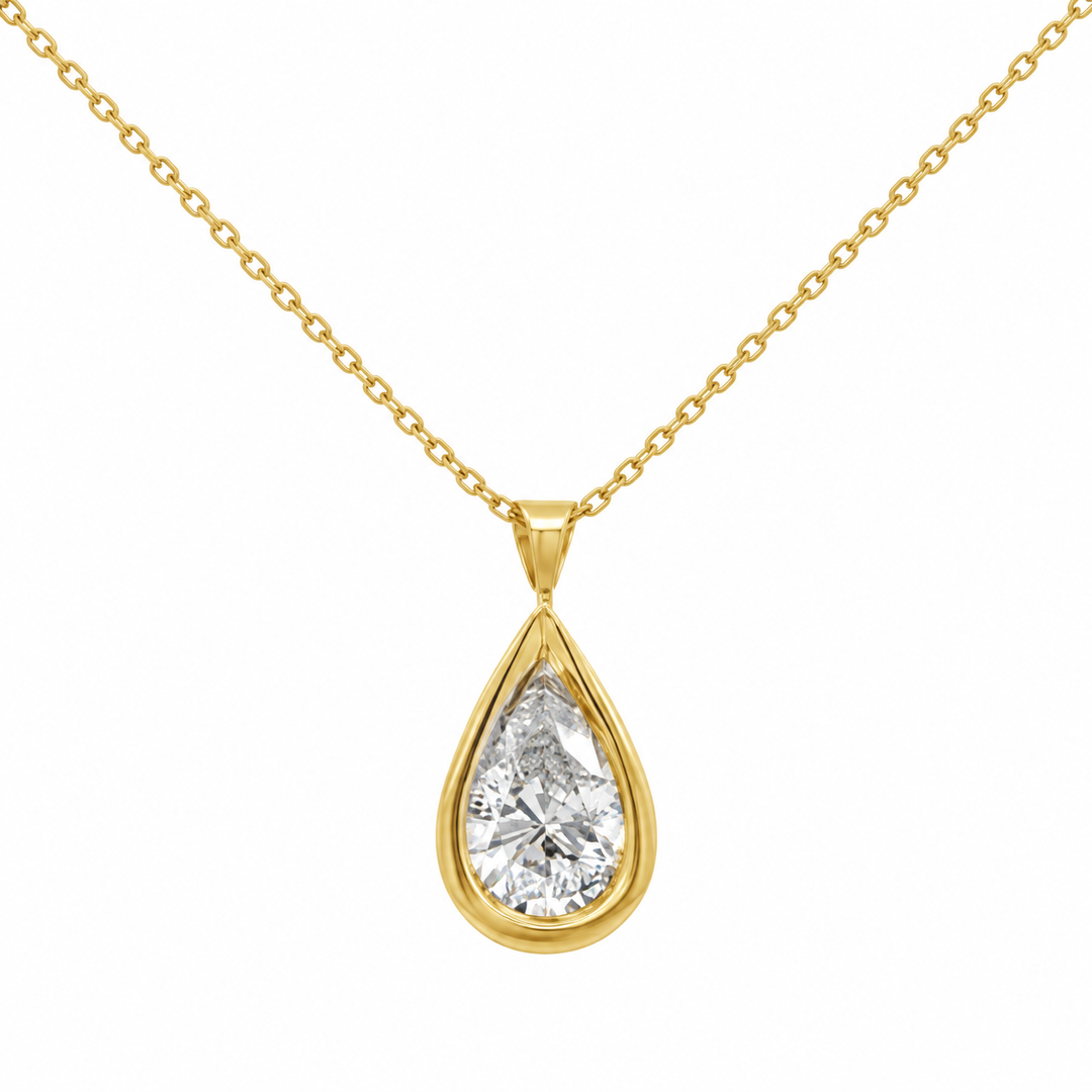 1.25 CT Pear-Shaped Diamond 14K Yellow Gold Pendant Necklace