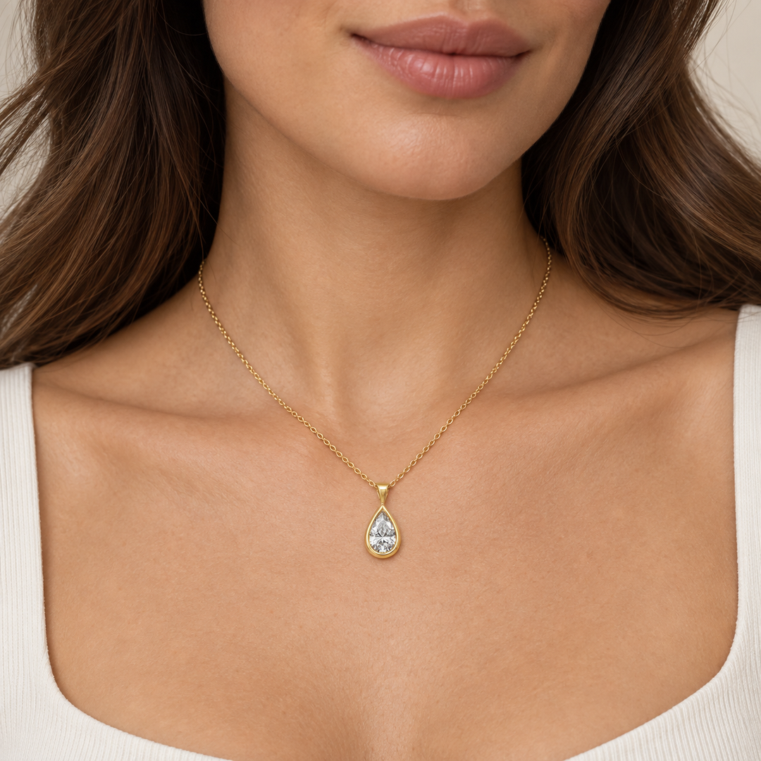 1.25 CT Pear-Shaped Diamond 14K Yellow Gold Pendant Necklace