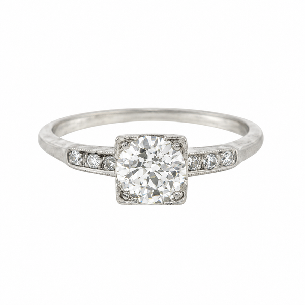 0.82 CT Vintage Art Deco Diamond Platinum Engagement Ring