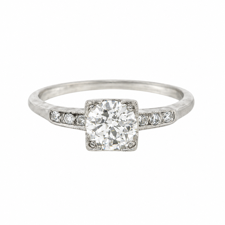 0.82 CT Vintage Art Deco Diamond Platinum Engagement Ring