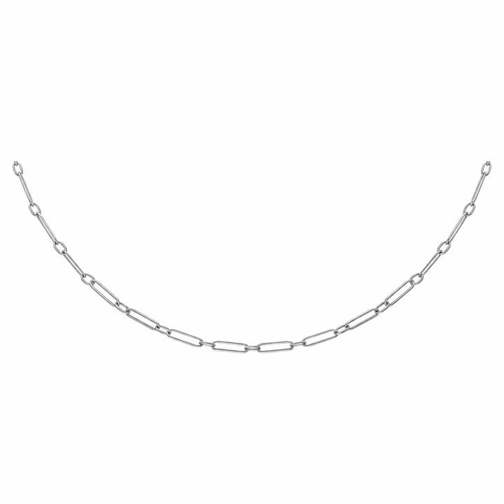 16" Platinum 1.3mm Elongated Link Chain Necklace
