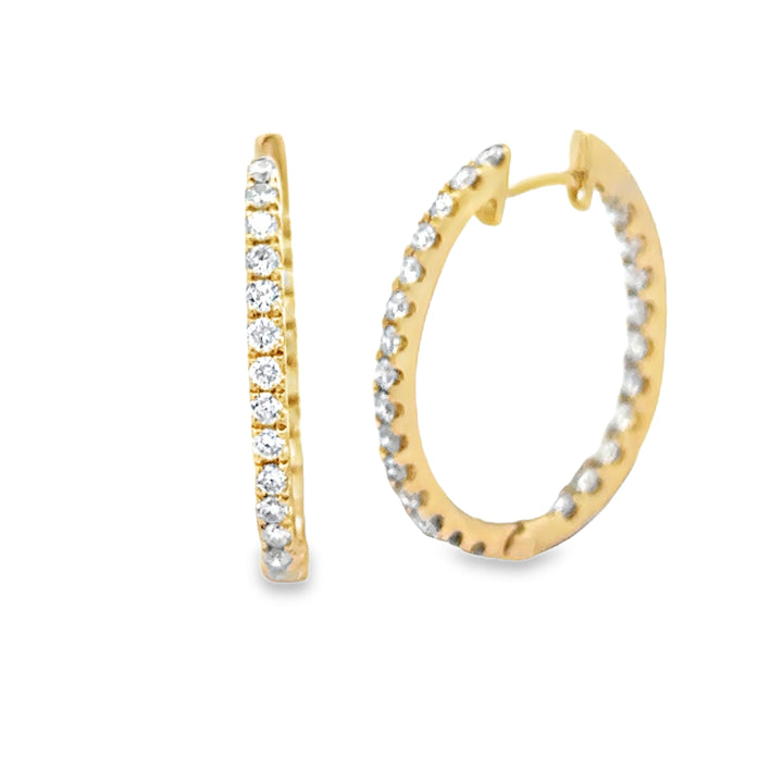 0.75 CTW Diamond 14K Yellow Gold Inside-Out Oval Hoop Earrings