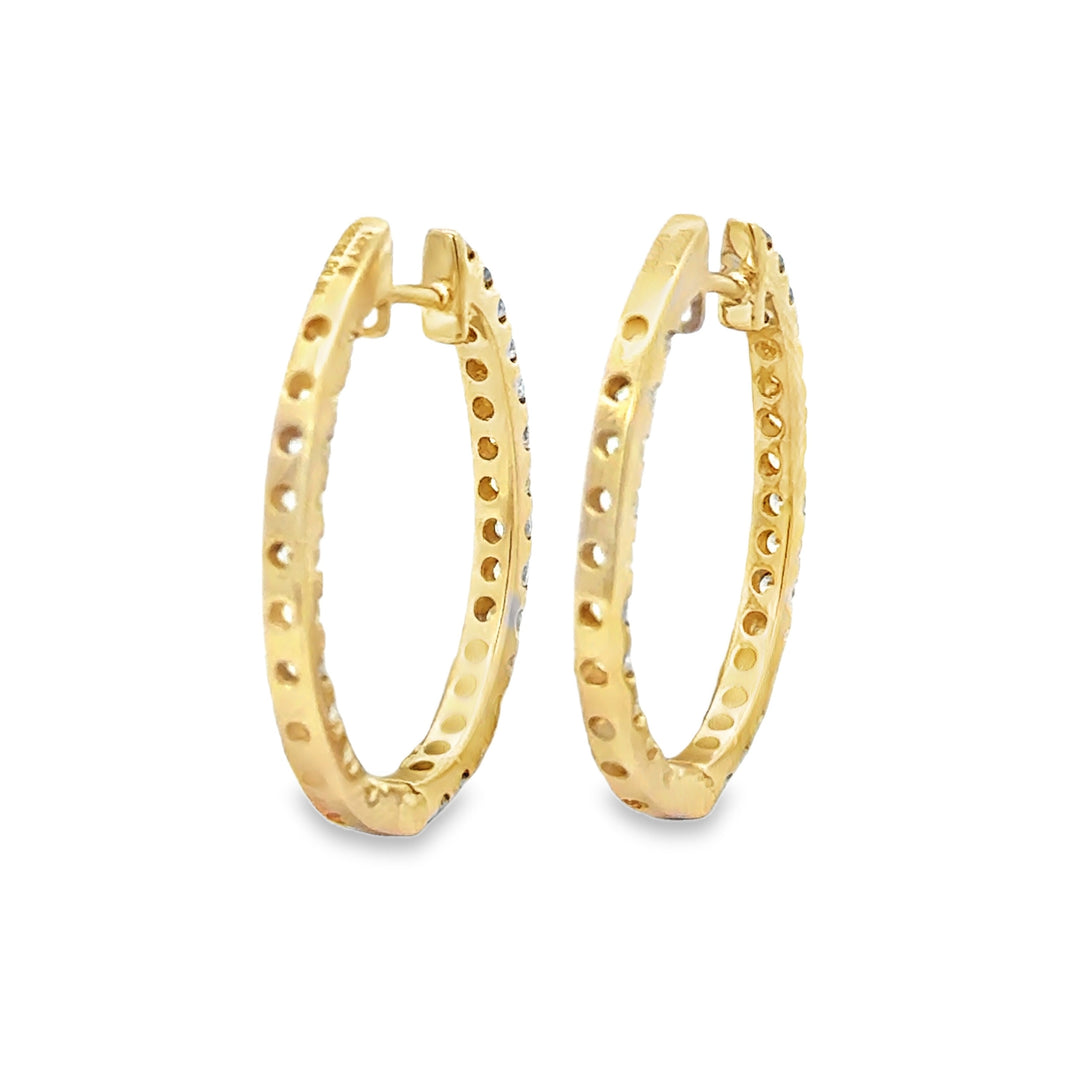 0.75 CTW Diamond 14K Yellow Gold Inside-Out Oval Hoop Earrings