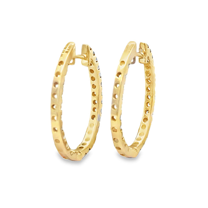 0.75 CTW Diamond 14K Yellow Gold Inside-Out Oval Hoop Earrings
