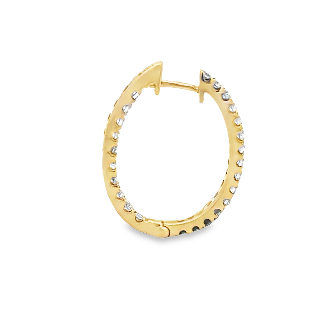 0.75 CTW Diamond 14K Yellow Gold Inside-Out Oval Hoop Earrings