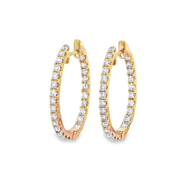0.75 CTW Diamond 14K Yellow Gold Inside-Out Oval Hoop Earrings