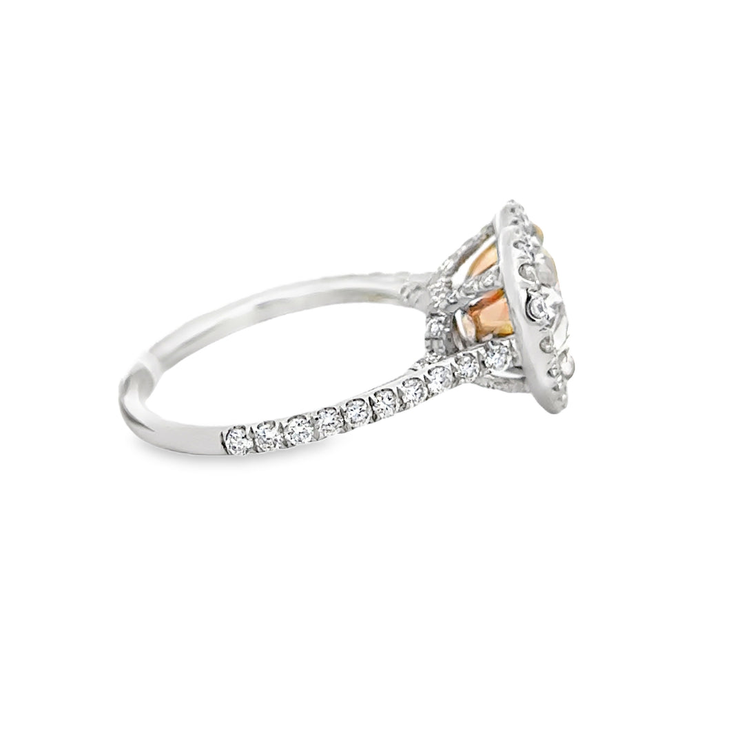2.01 CT Fancy Yellow Heart Diamond &amp; 0.65 CTW Diamond 18K White Gold Halo Ring