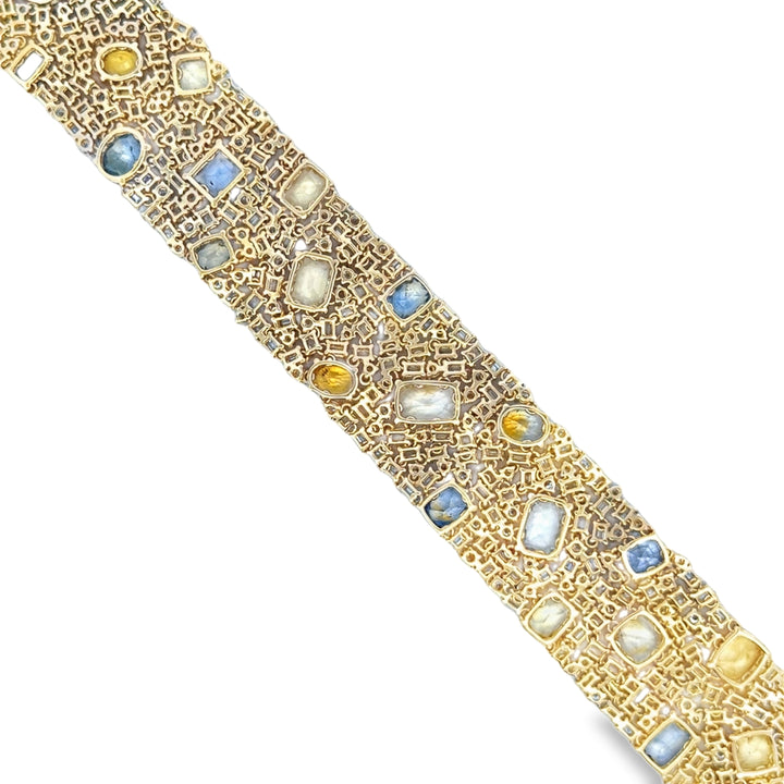 24.40 CTW Multi-Color Sapphire &amp; 8.91 CTW Diamond 14K Yellow Gold Bracelet