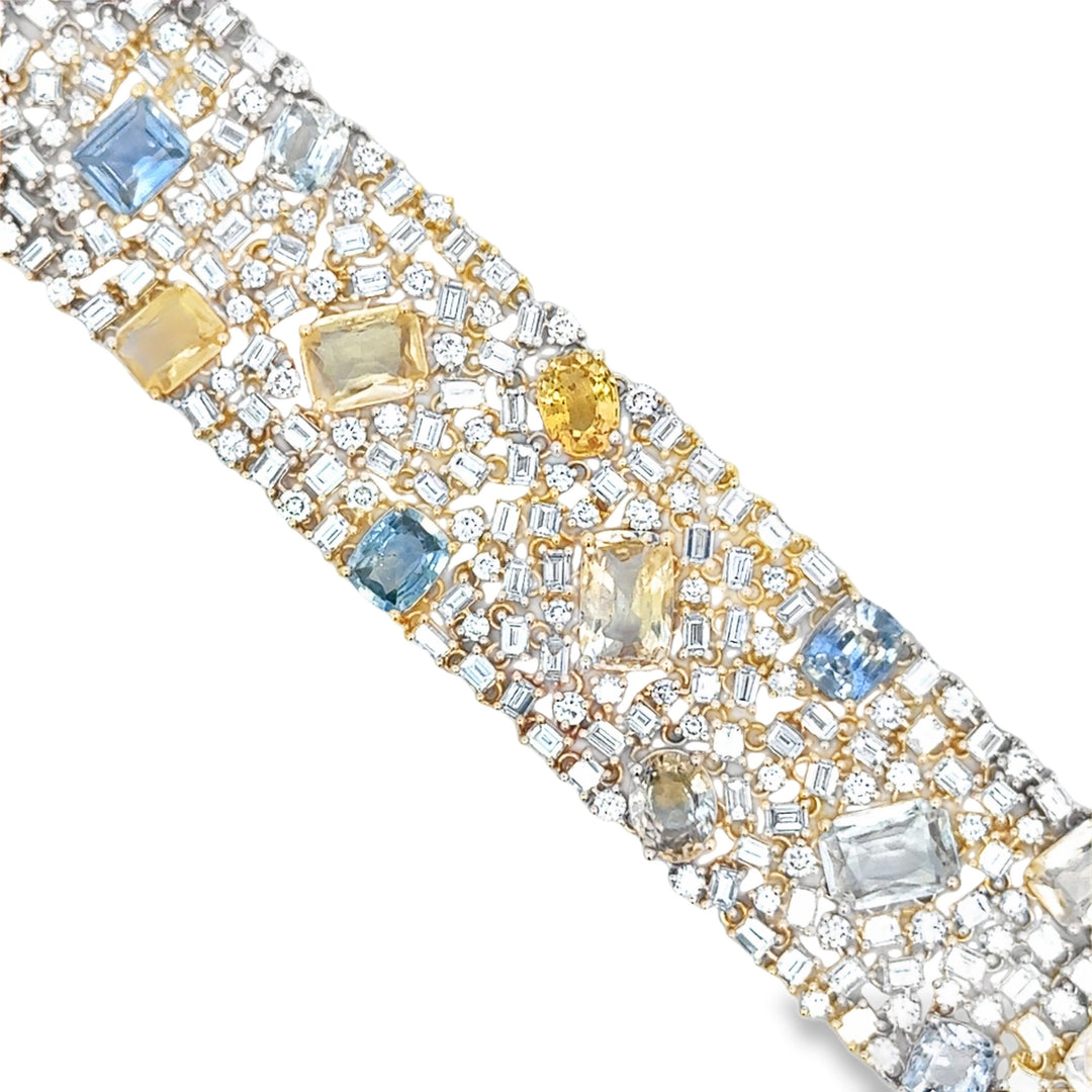 24.40 CTW Multi-Color Sapphire &amp; 8.91 CTW Diamond 14K Yellow Gold Bracelet