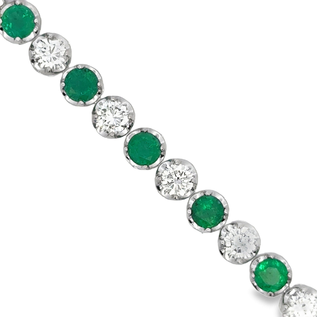 6.80 CTW Emerald &amp; 6.34 CTW Diamond Crown Bracelet