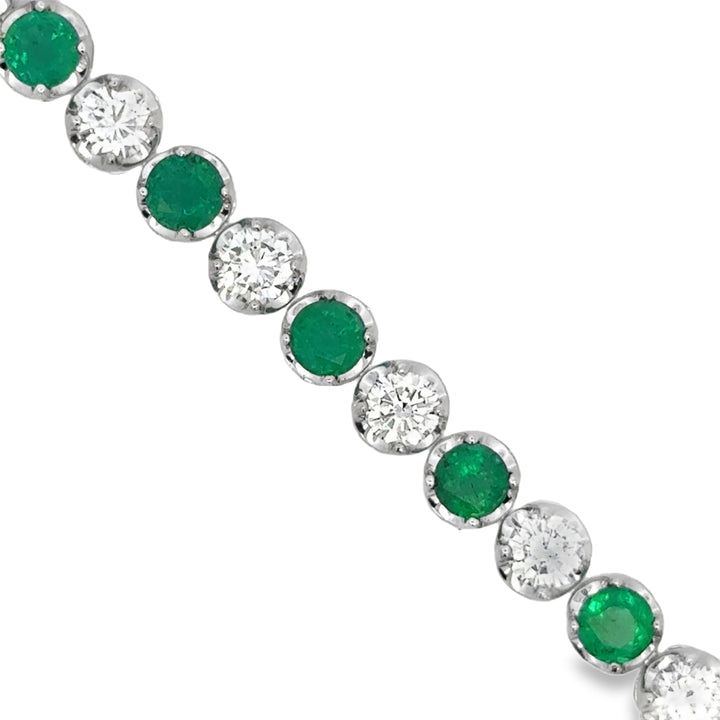6.80 CTW Emerald &amp; 6.34 CTW Diamond Crown Bracelet