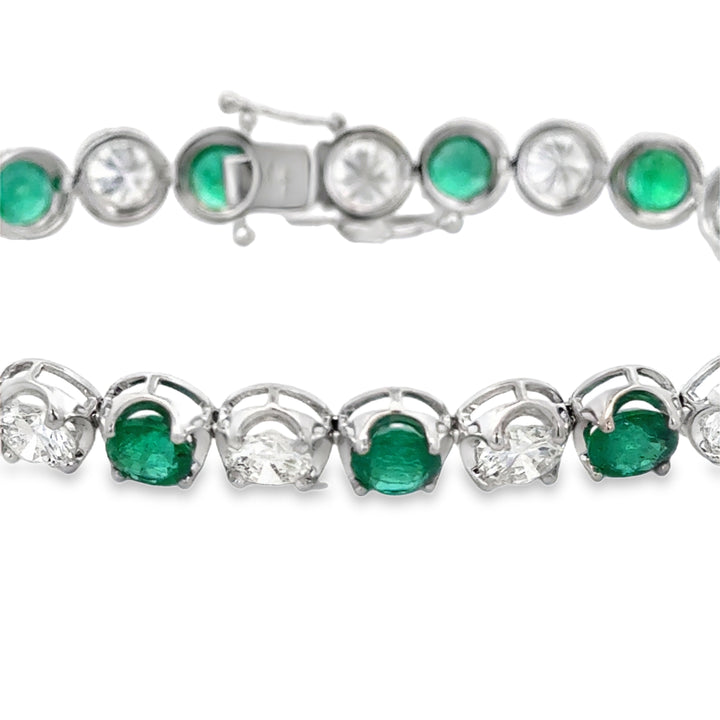 6.80 CTW Emerald &amp; 6.34 CTW Diamond Crown Bracelet