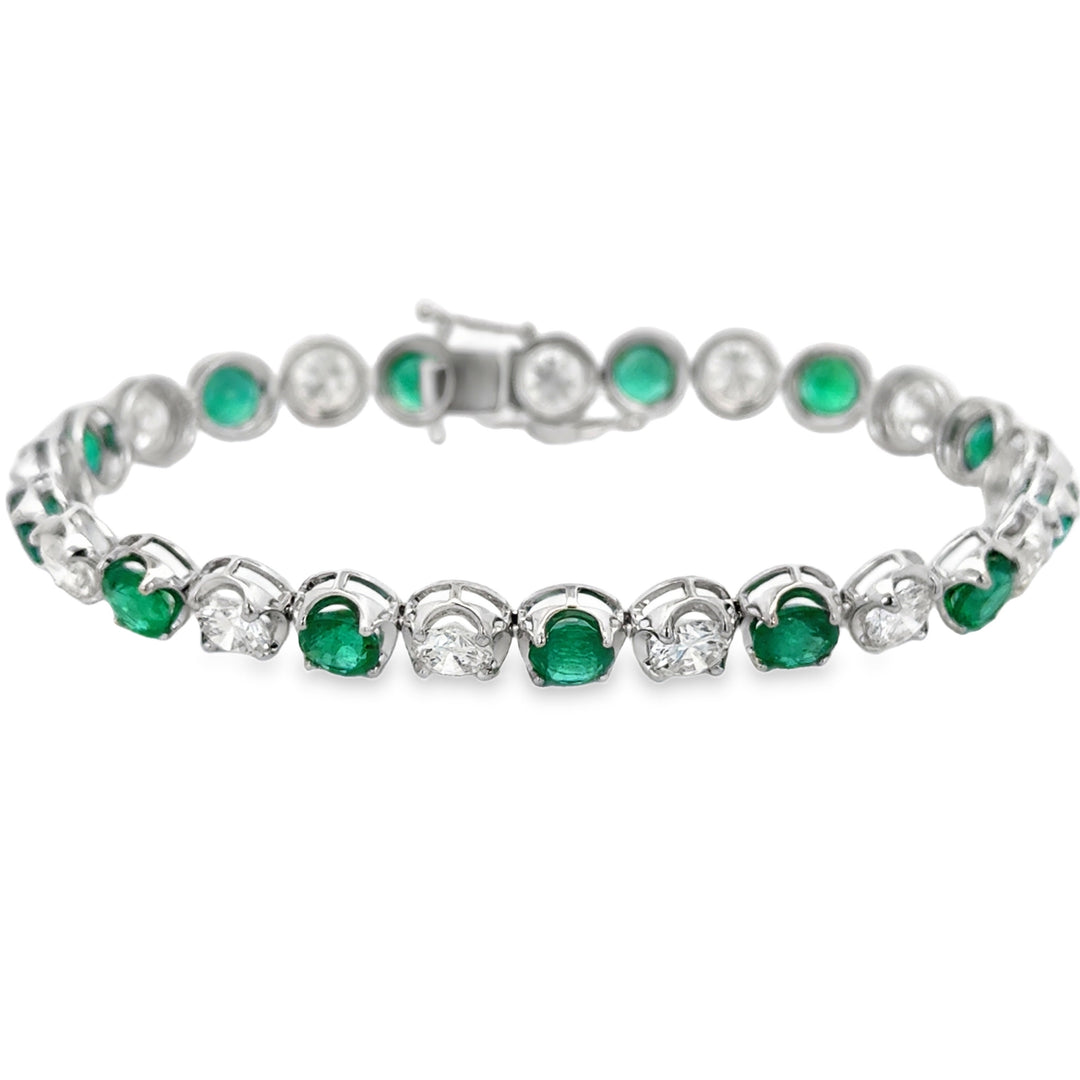 6.80 CTW Emerald &amp; 6.34 CTW Diamond Crown Bracelet
