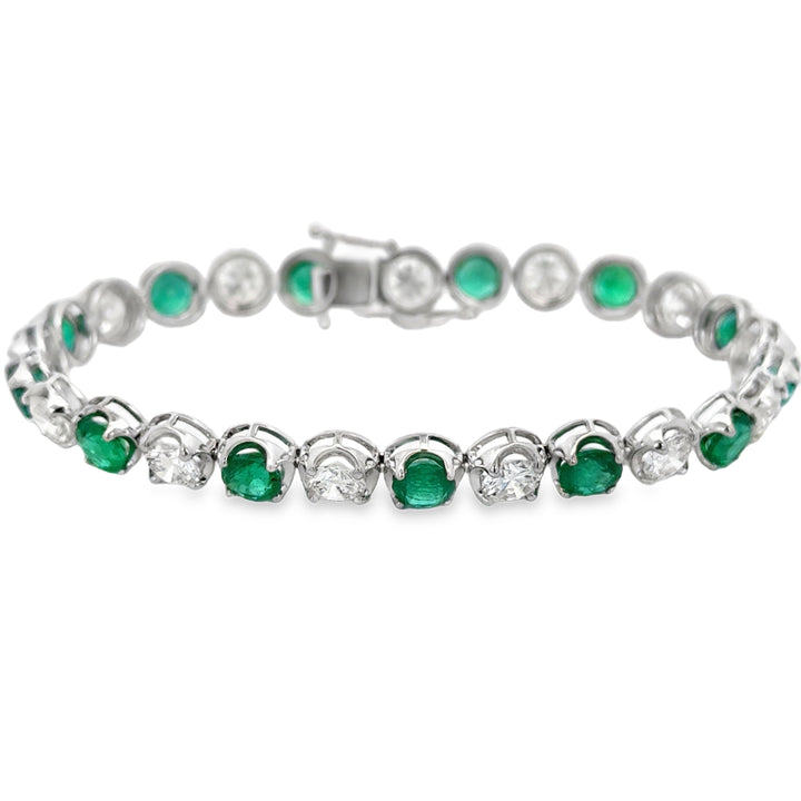6.80 CTW Emerald &amp; 6.34 CTW Diamond Crown Bracelet