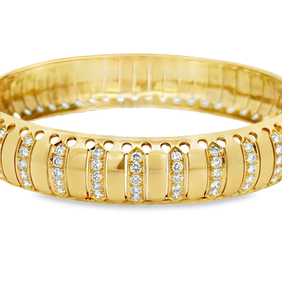 1.50 CTW Diamond 18K Yellow Gold 12mm Bangle Bracelet