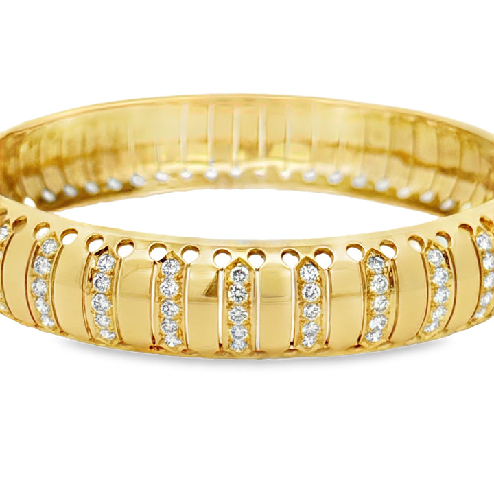 1.50 CTW Diamond 18K Yellow Gold 12mm Bangle Bracelet