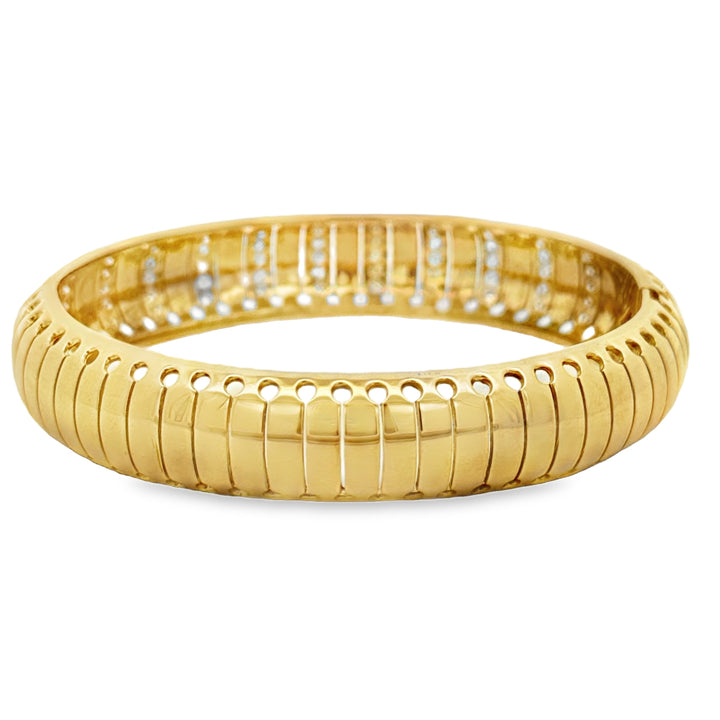 1.50 CTW Diamond 18K Yellow Gold 12mm Bangle Bracelet