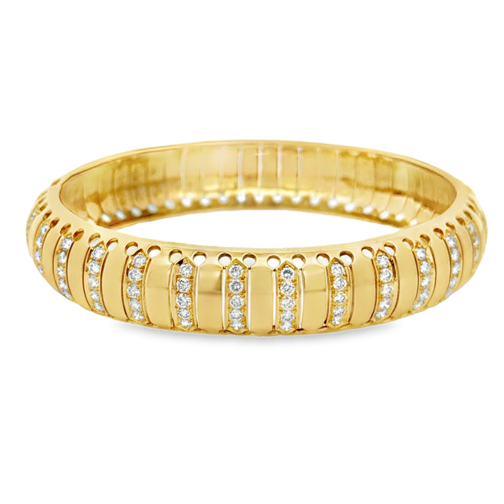 1.50 CTW Diamond 18K Yellow Gold 12mm Bangle Bracelet