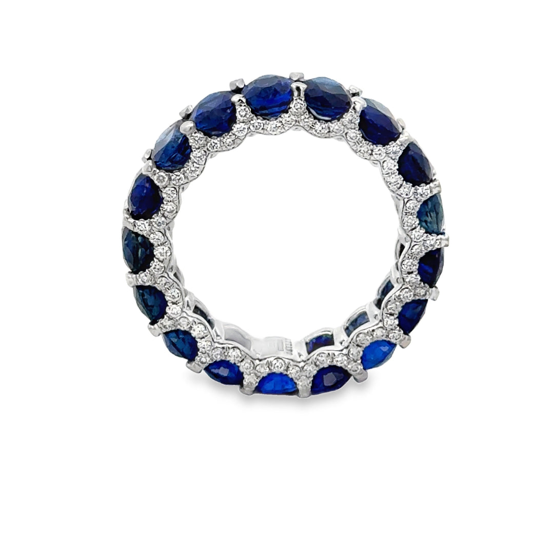 10.34 CTW Sapphire &amp; 0.57 CTW Diamond 18K White Gold Eternity Band