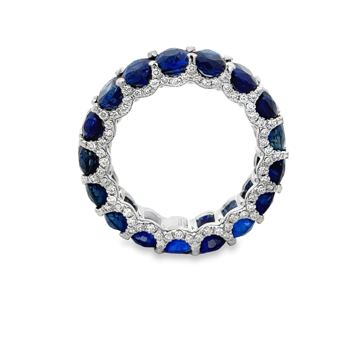 10.34 CTW Sapphire &amp; 0.57 CTW Diamond 18K White Gold Eternity Band