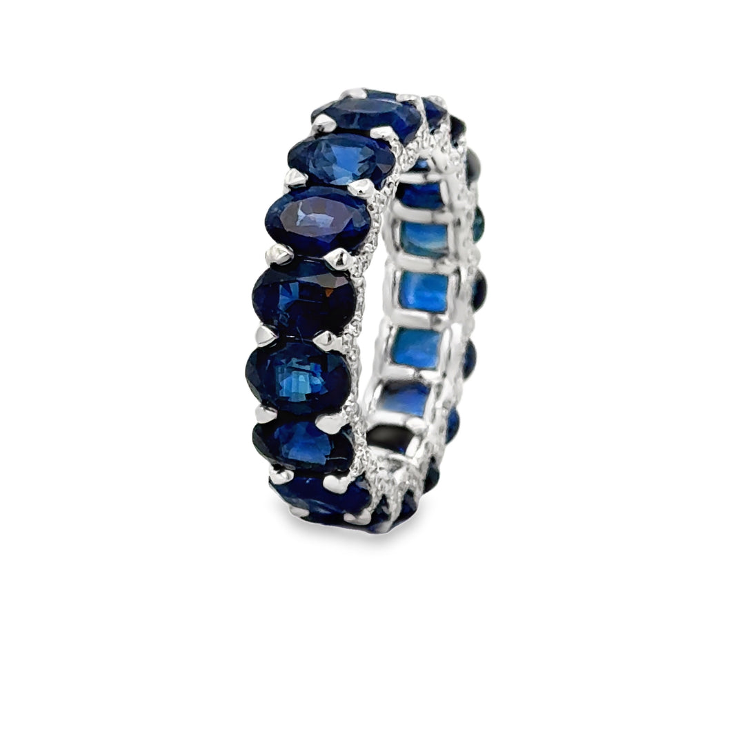 10.34 CTW Sapphire &amp; 0.57 CTW Diamond 18K White Gold Eternity Band