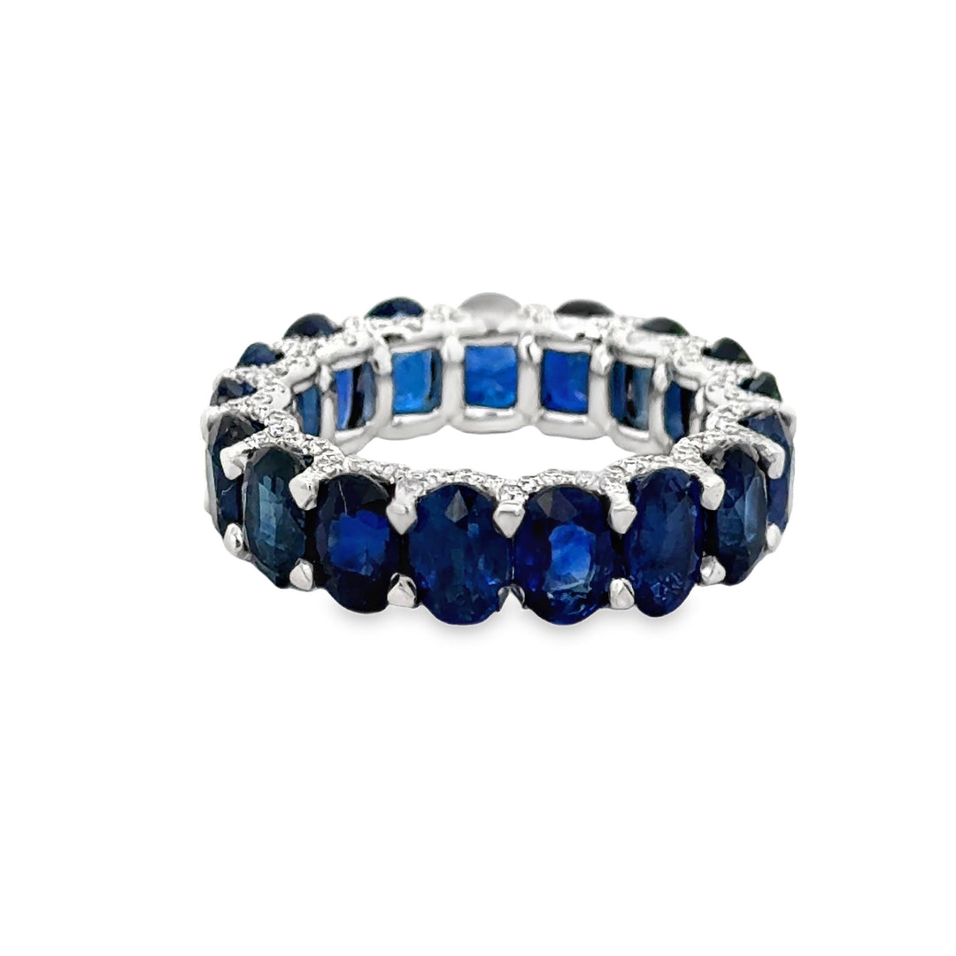 10.34 CTW Sapphire &amp; 0.57 CTW Diamond 18K White Gold Eternity Band