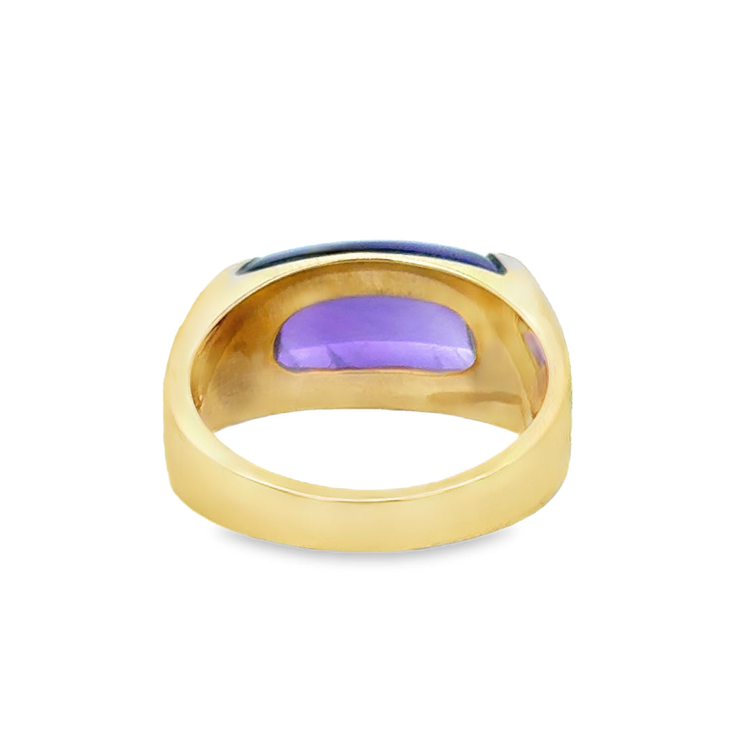 Pre-Owned Bulgari Amethyst Sugarloaf 18K Yellow Gold Ring